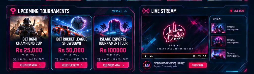 Upcoming tournaments and live stream